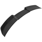 A side top close up view of Urban Automotive Carbon Fiber Upper Rear Lip Spoiler Audi C8 RS6 2020+ with white background