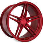 A front view of Rohana Wheels RFX15 Gloss Red (Cross Forged) 20x11 5x120 35mm with white background