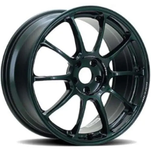 A front view of Volk Racing ZE40 Wheel 19x9.5 5x112 22mm Racing Green with white background