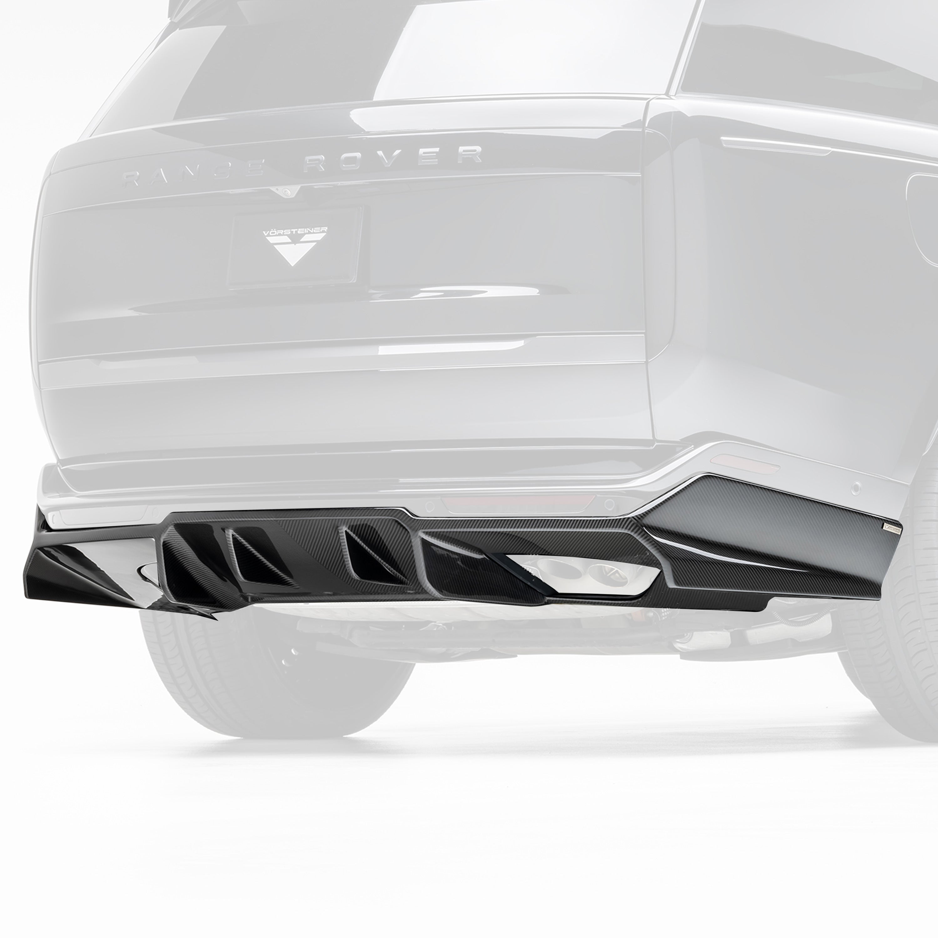 Range Rover L460 rear diffuser, faded view highlighting carbon