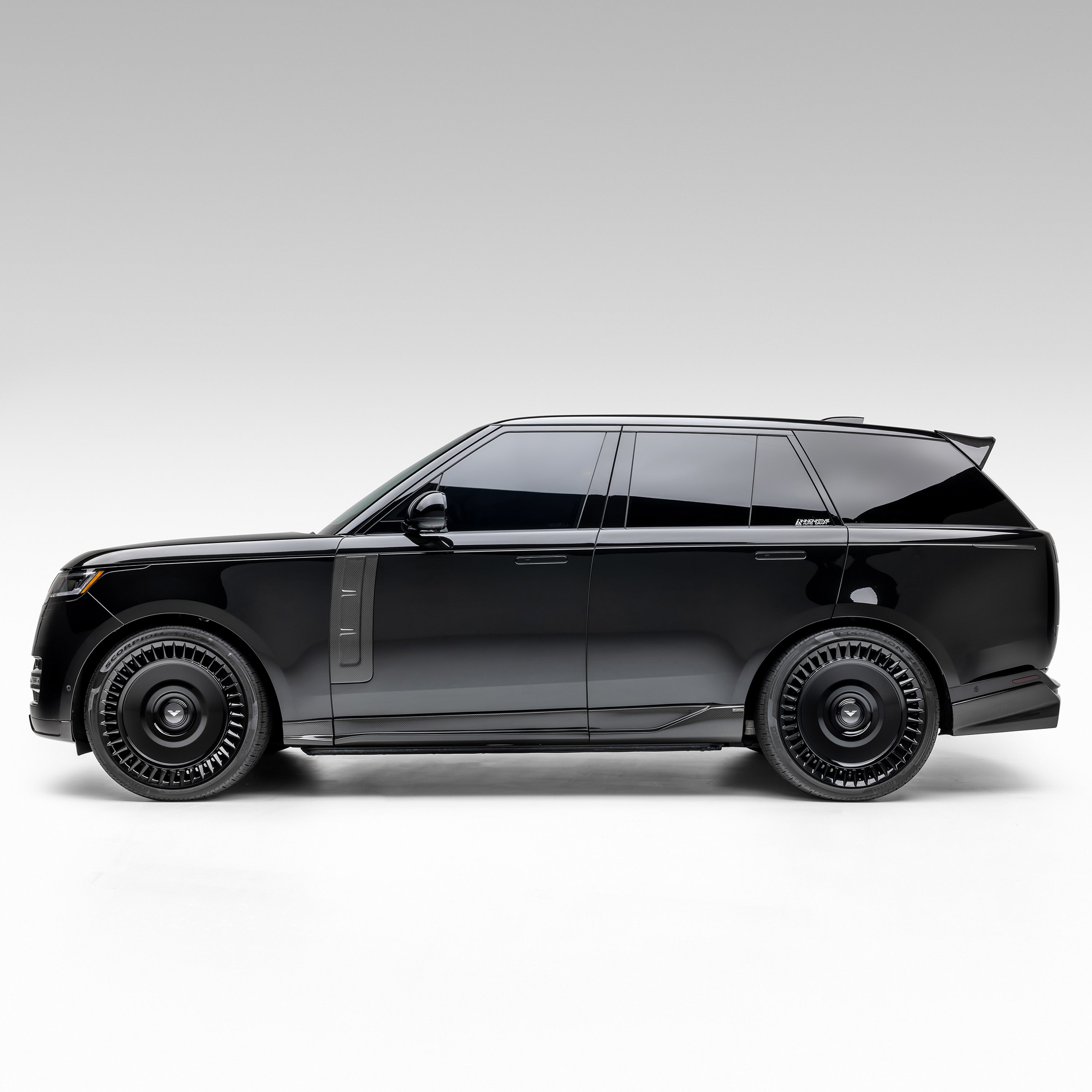 Black Range Rover L460 with carbon side vents, full side view