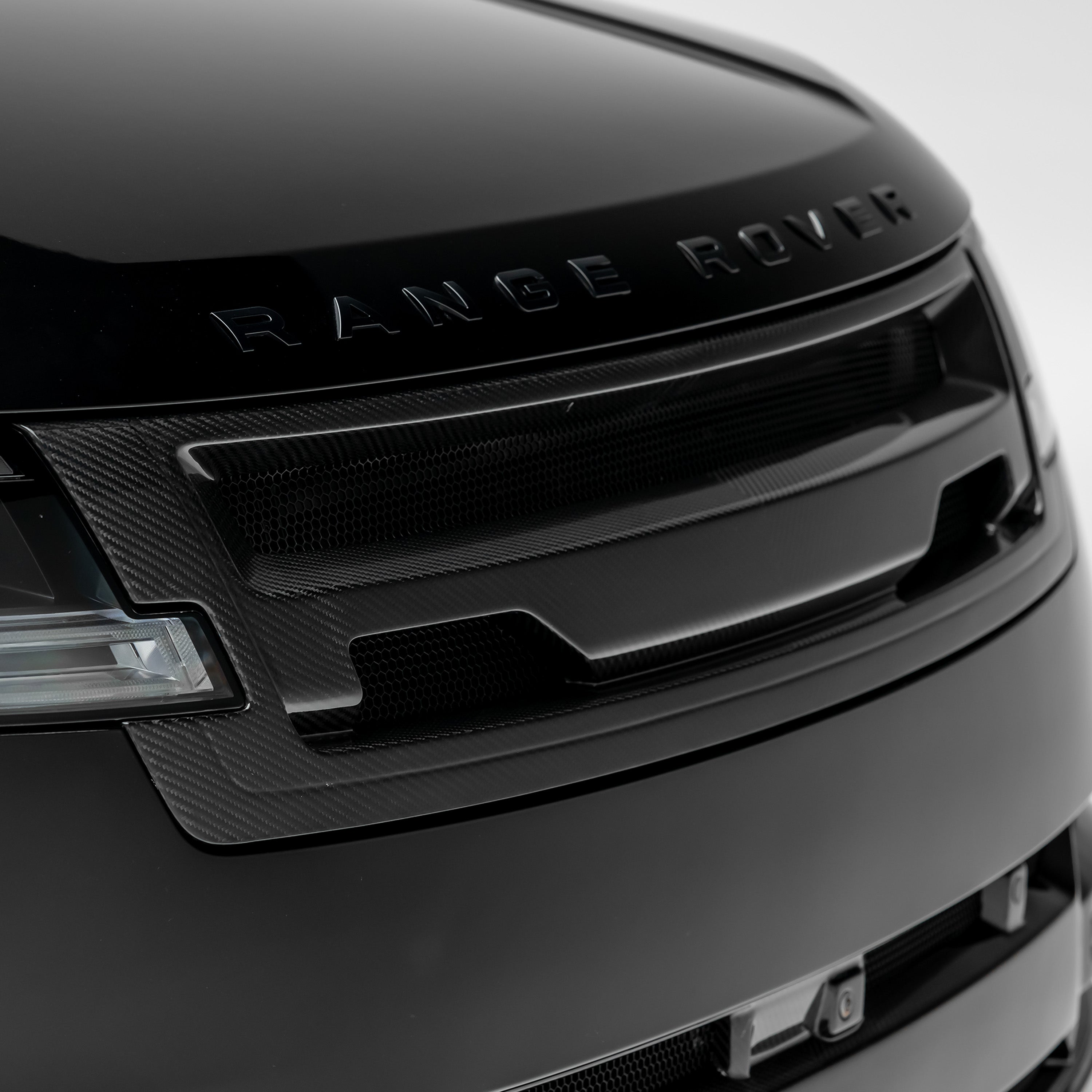 Carbon upper grille center section on L460, straight-on detail