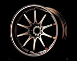 A front view of Volk Racing CE28N 10-Spoke Wheel 16x7 5x114.3 42mm Bronze with black background 