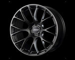 A front view of Volk Racing G16 Wheel 19x8 5x114.3 44mm Gunblack with black background