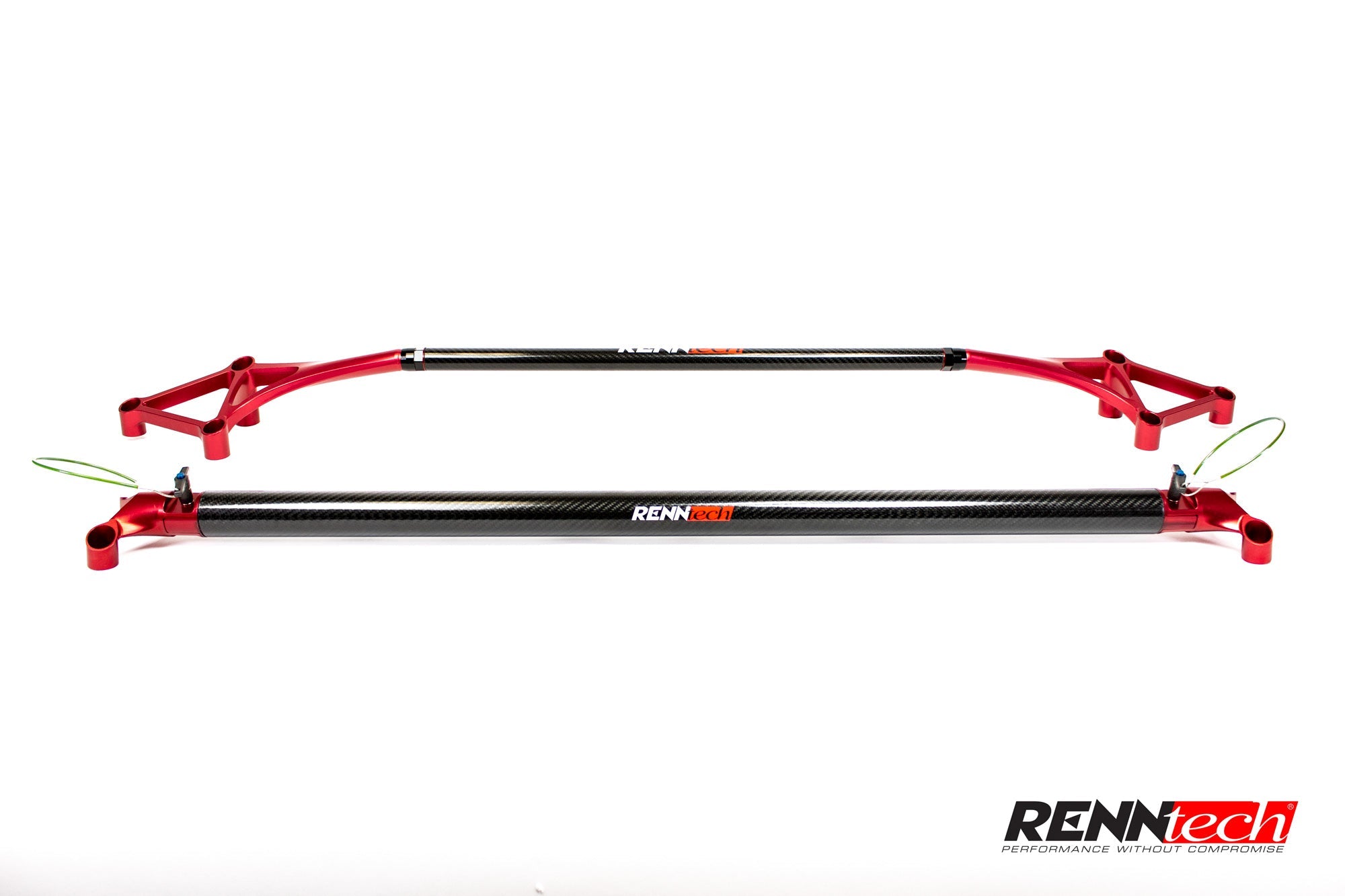 Full W204 rear strut bar from the front - Carbon Fiber Rear Strut Bar for the 2008-2014 C-Class