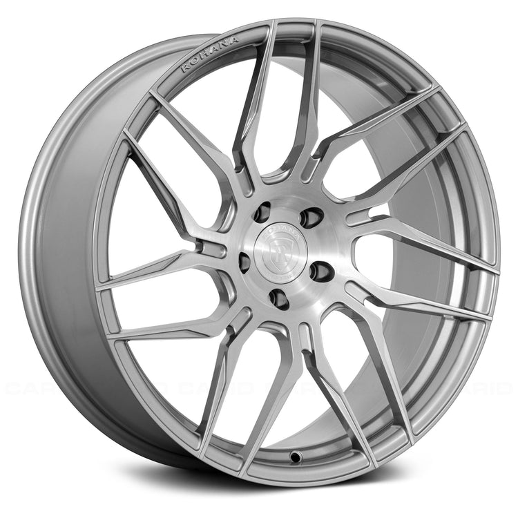 A front view of Rohana Wheels RFX7 Brushed Titanium (Cross Forged) 19x8.5 5x120 33mm Right with white background