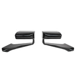 Pair of black carbon fiber side mirror covers with glossy finish and aerodynamic curved mounting arms - APR Performance side mirror for Ford S650 Mustang Dark Horse