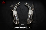 A front view of Fi EXHAUST Valvetronic Cat-Back System for Ferrari SF90 Stradale (OPF) 2020+ with white background