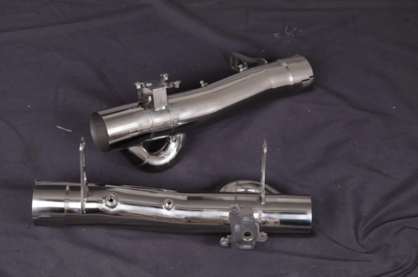 close view of Capristo End Muffler/OPF Replacement (for OE Actuators) for Ferrari SF90 2019+ with black background