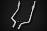 close top view of Capristo Middle Silencer Spare with Cat Delete for Mercedes AMG SL63 (R231) Biturbo 2013-2019 with black background