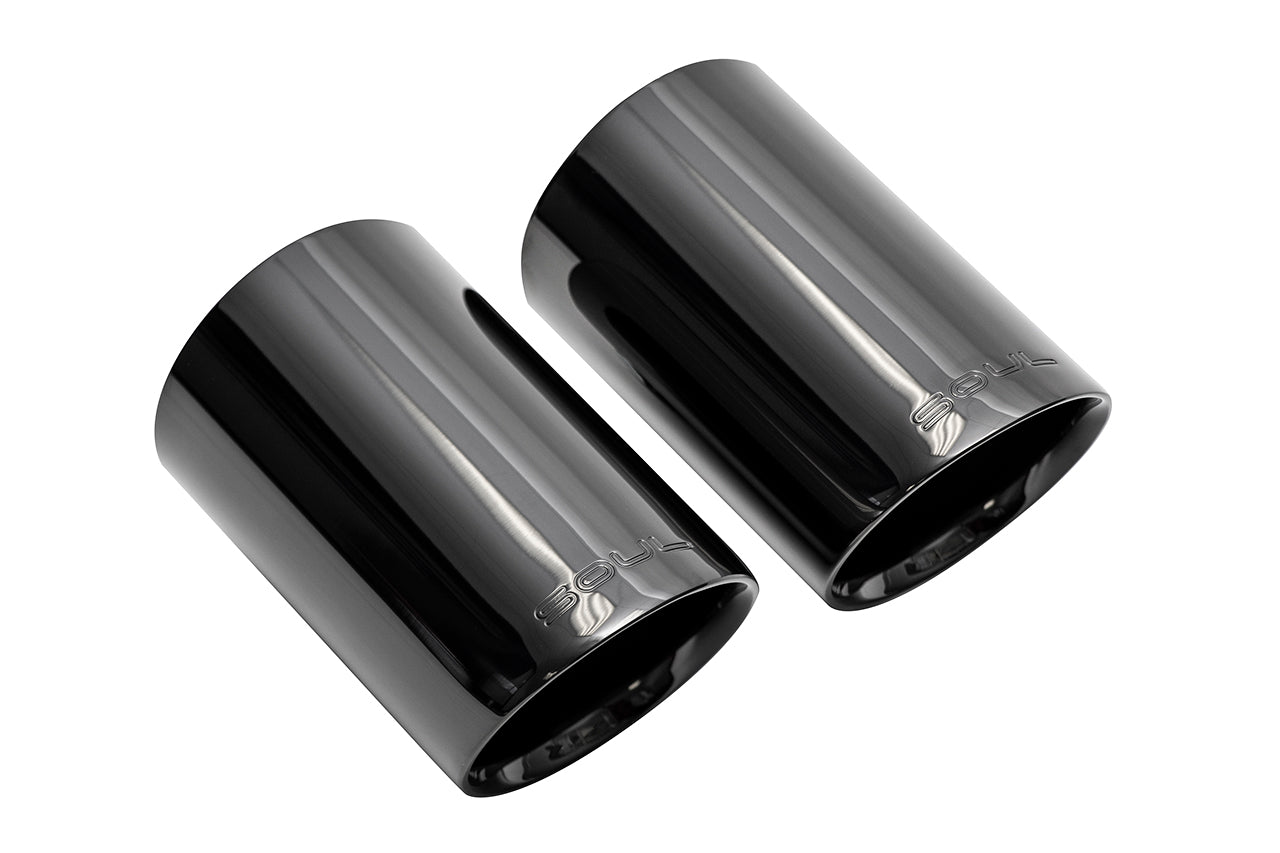 Soul 718 Boxster / Cayman competition package: pair of gloss black tips, side view