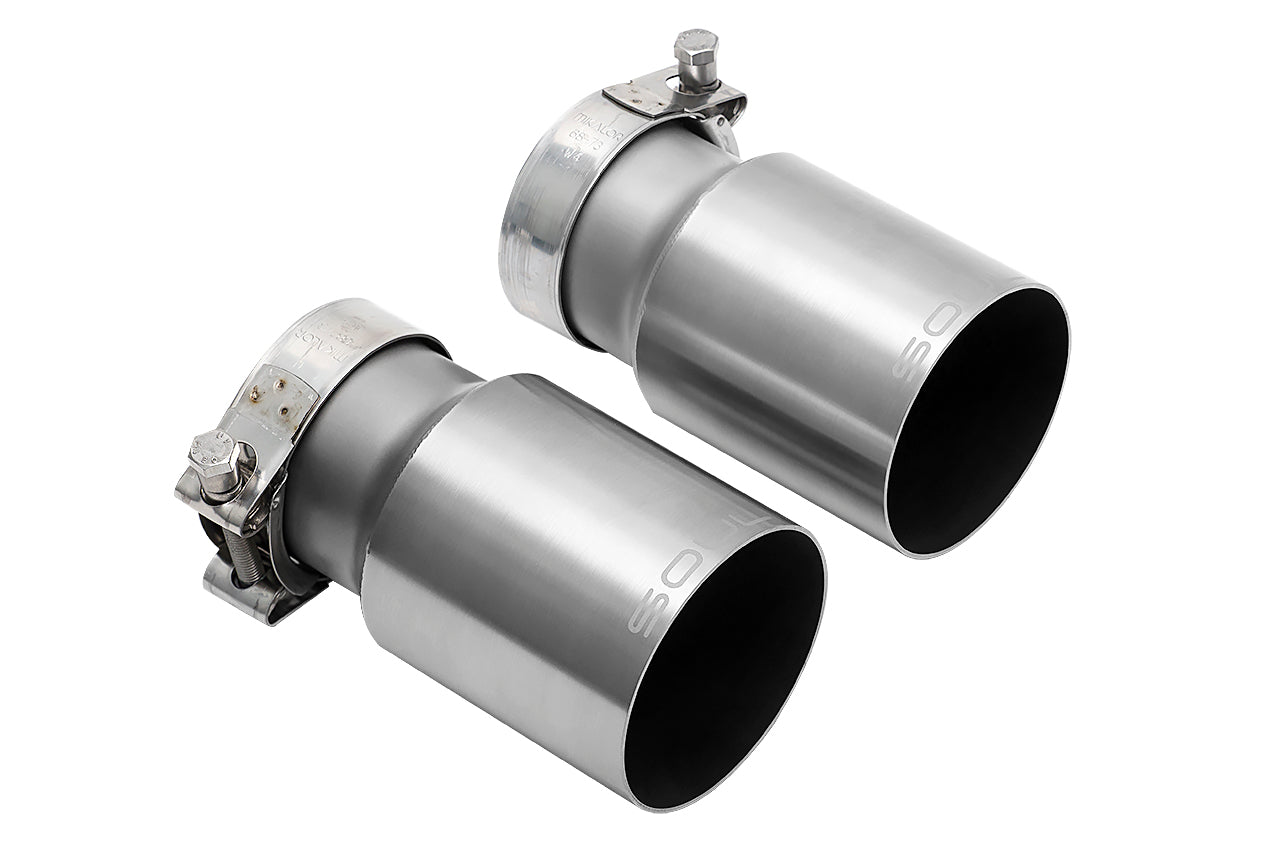 Soul F10 M5 resonated muffler bypass exhaust: pair of brushed straight-cut tips