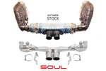 991 GT3 / GT3 RS modular competition exhaust package: stock exhaust above the SOUL modular package