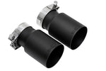 Soul 987.1 Boxster / Cayman bolt-on x-pipe with tips: pair of black tips, angled view