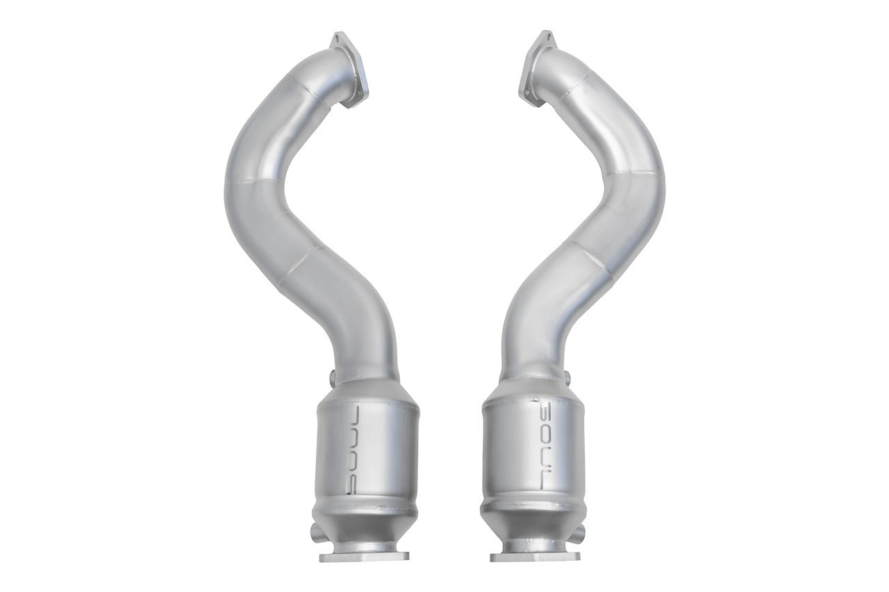 Soul 718 GT4 RS / Spyder RS performance packages: pair of cat pipes, front view