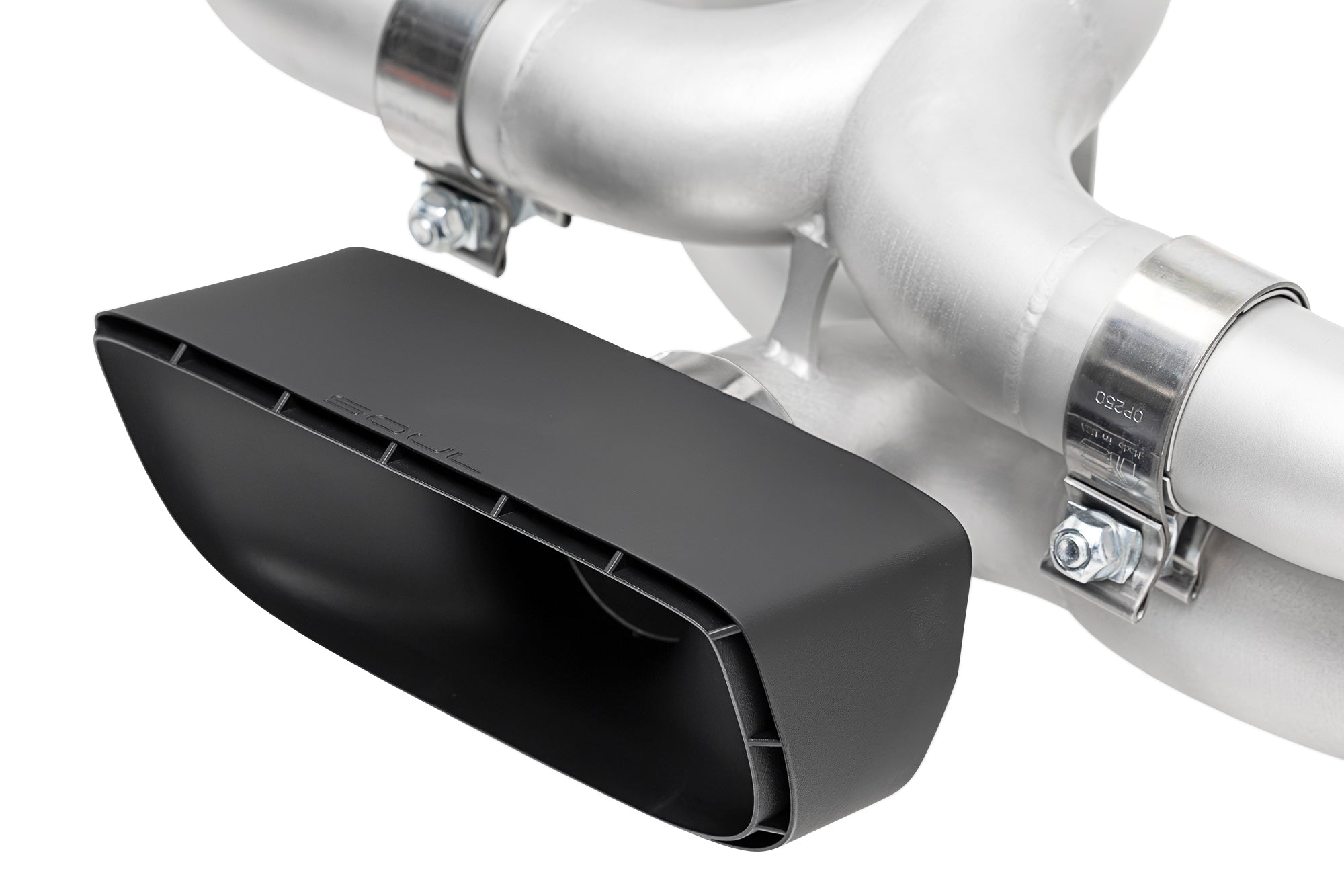 Soul 992 GT3 / GT3 RS high pitch exhaust system: close-up of the black center outlet