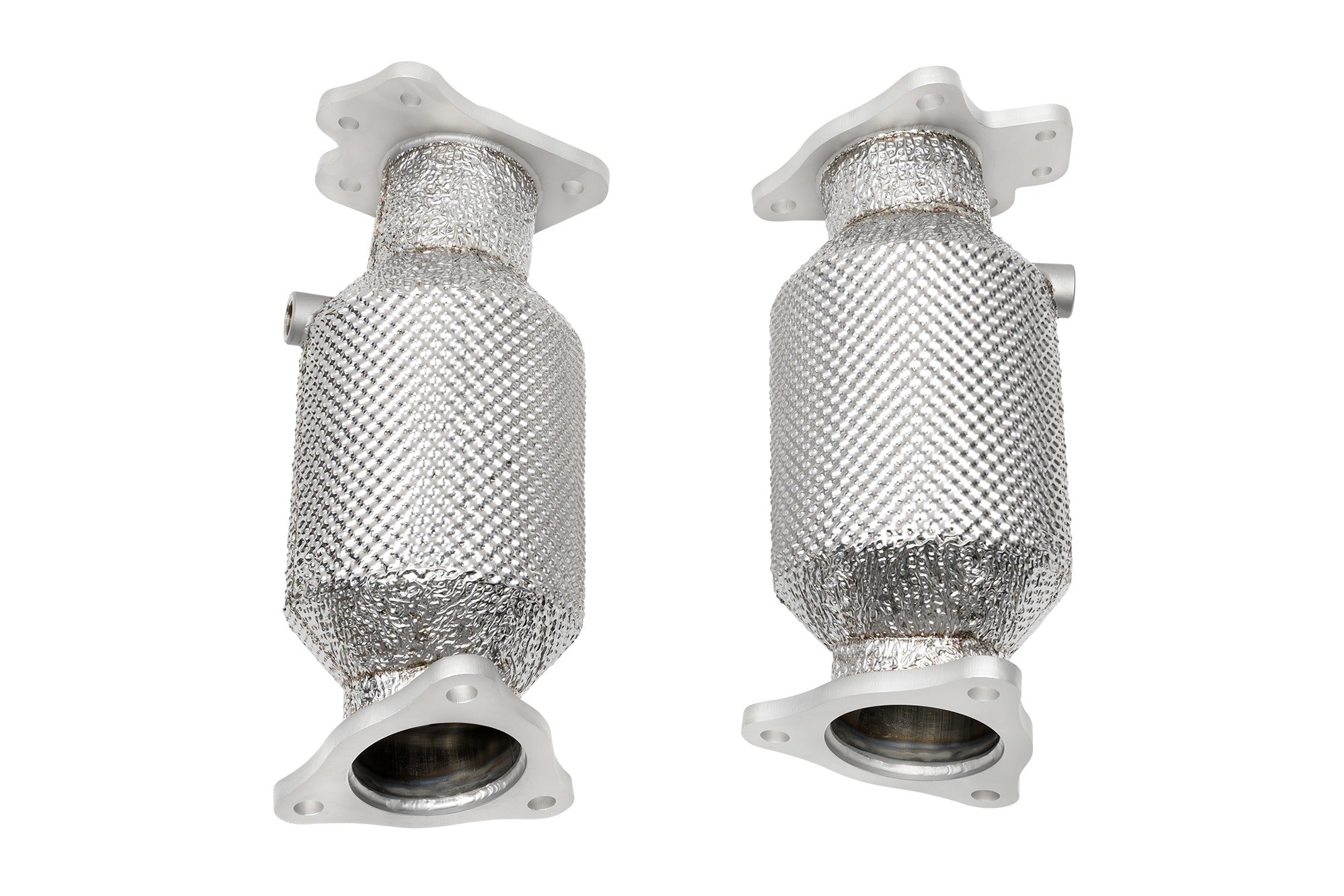 Soul C8 Corvette Z06 sport catalytic converters: pair of sport cats, front view