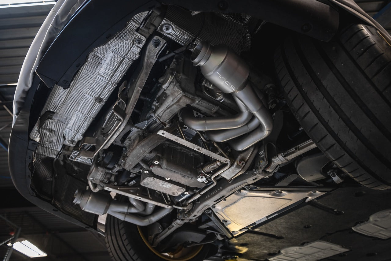 Soul 991 GT3 / GT3 RS street headers: street headers installed, view from below