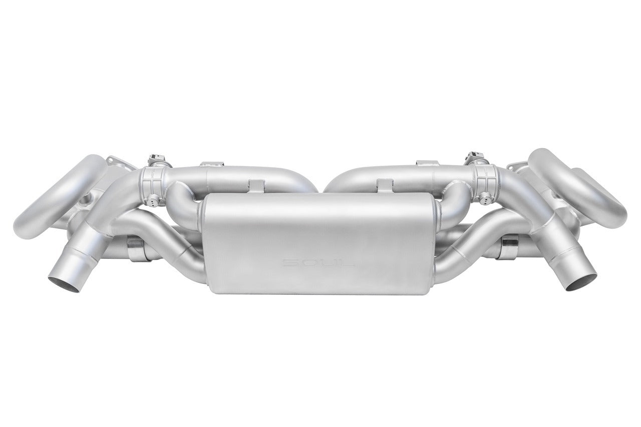 Soul 991.2 Carrera non-PSE valved exhaust package: 991.2 valved exhaust package, front view