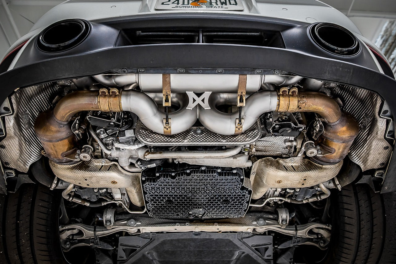 Soul 992 Turbo / Turbo S valved exhaust system: valved exhaust installed, view from below