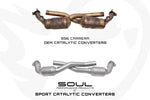 Soul 996 Carrera sport cats / cat bypass pipes: OEM cats beside the SOUL sport cats