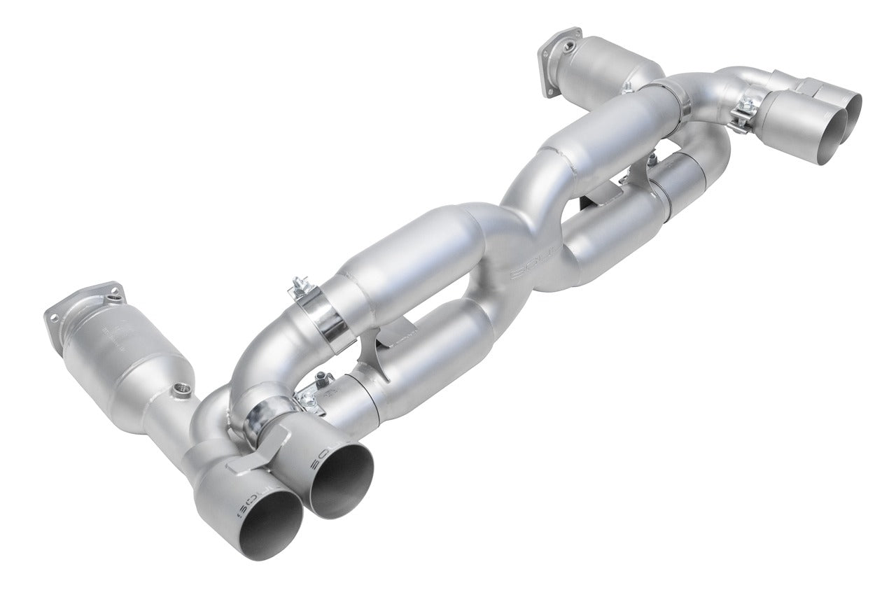 Soul 997.1 Turbo sport x-pipe exhaust system: sport X-pipe exhaust, angled view
