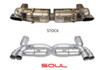 Soul 997.1 Turbo sport x-pipe exhaust system: stock exhaust above the SOUL sport X-pipe