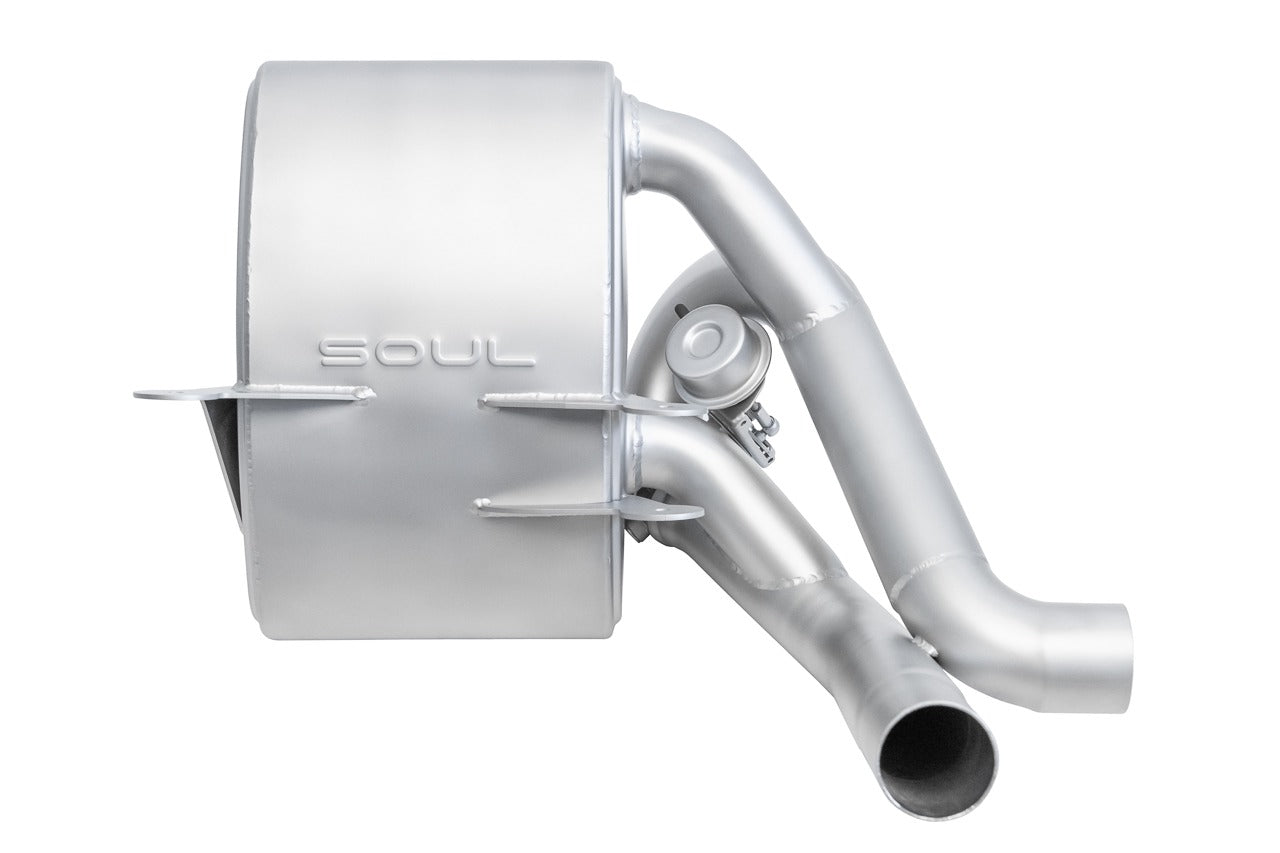 Soul 997.1 Carrera valved exhaust: close-up of a valved muffler