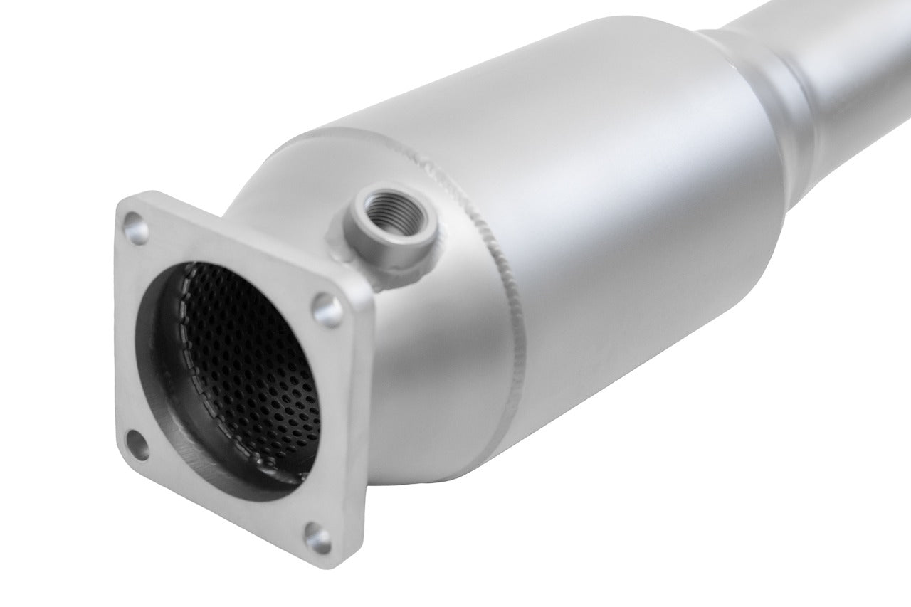 Soul 964 Carrera sport cats / cat bypass pipes: close-up of the resonator and inlet flange