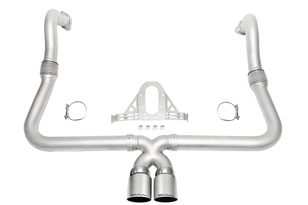Soul 718 Boxster / Cayman performance exhaust system: exhaust with satin tips, full layout