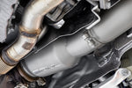 Soul 718 Boxster / Cayman catted / catless downpipes: downpipe installed, view from below