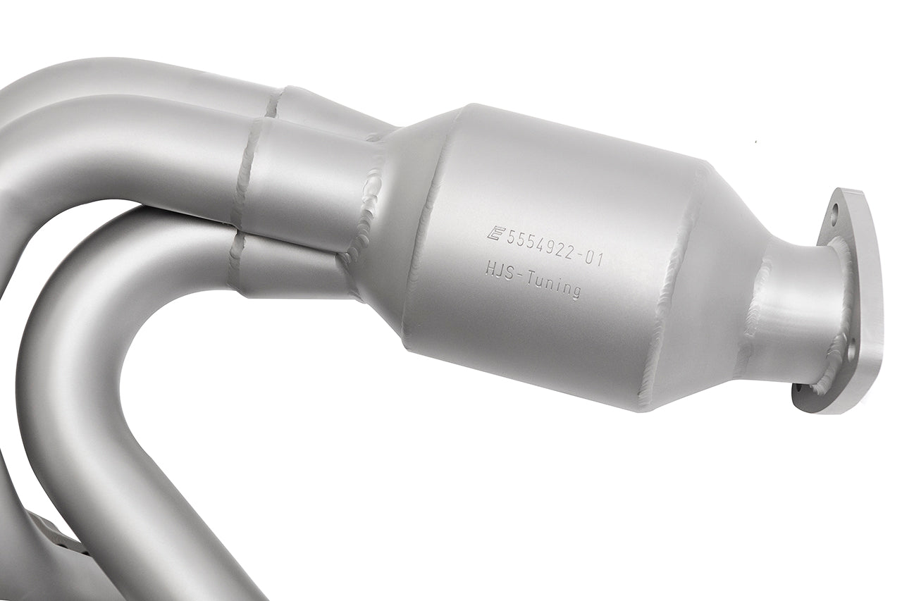Soul 987.1 Boxster / Cayman long tube street headers: close-up of a header sport cat