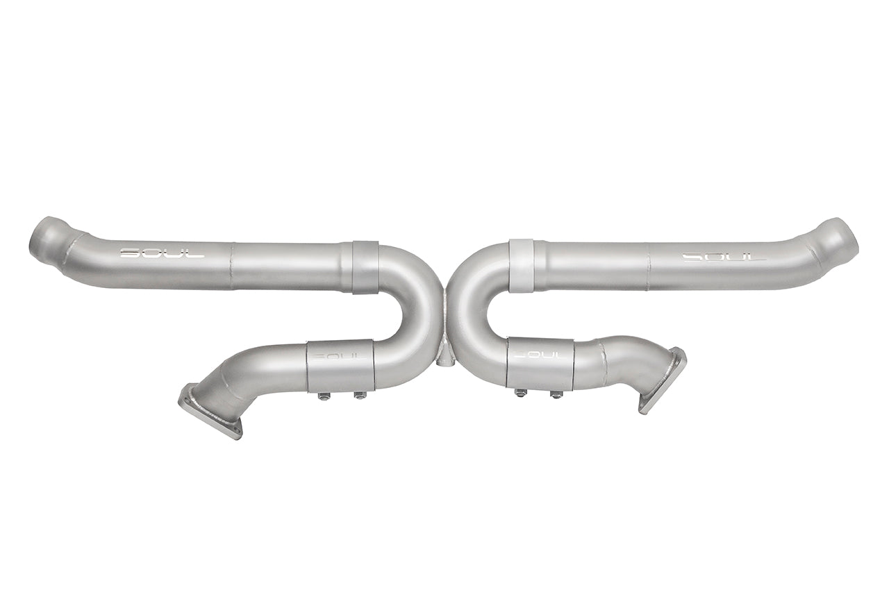 Soul 993 Carrera cat bypass x-pipe: 993 cat bypass X-pipe, front view