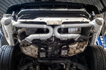 Soul 993 Carrera competition muffler bypass exhaust: bypass installed, rear view from below