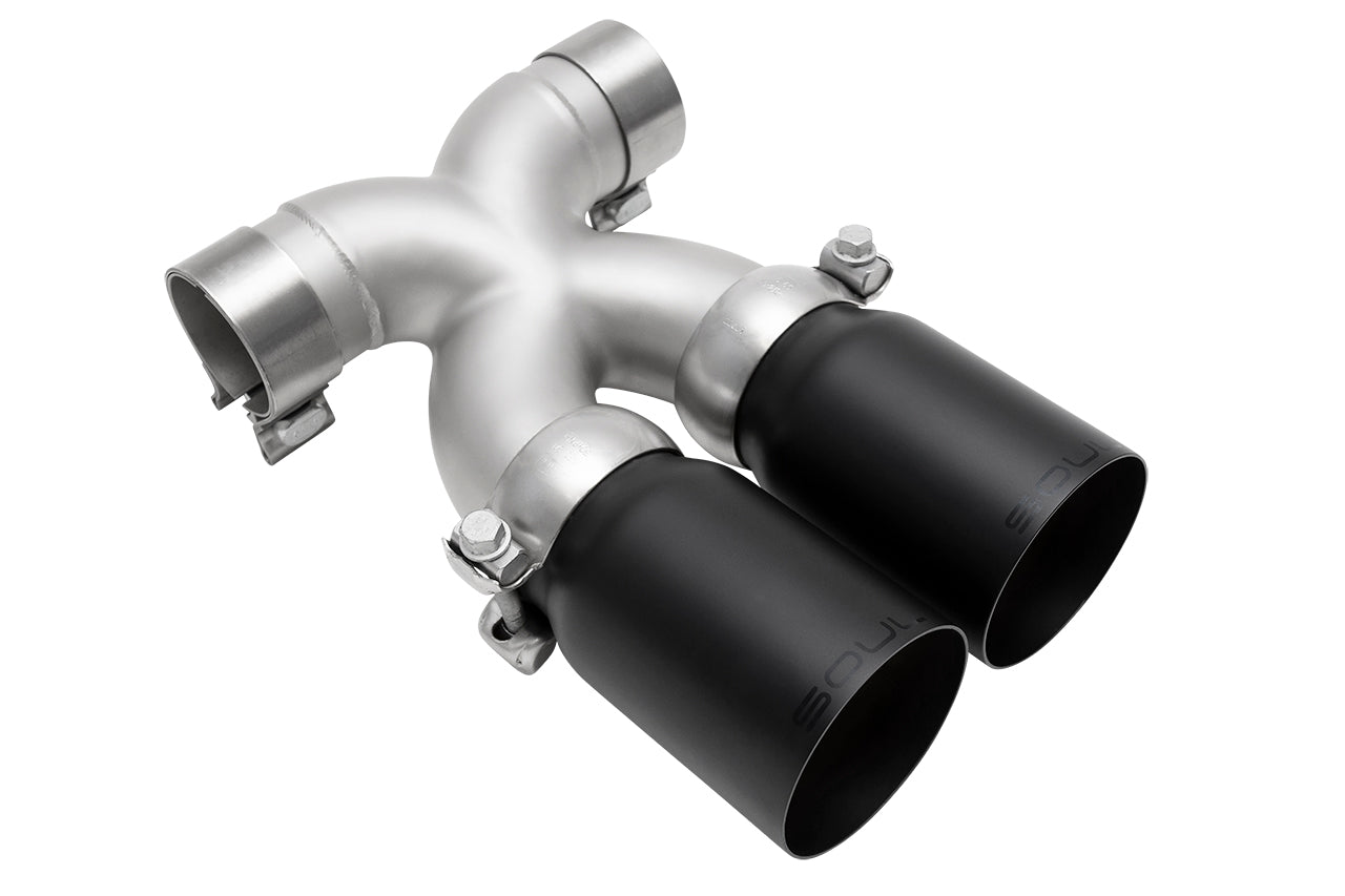Soul 987.2/981 Boxster/Cayman bolt-on x-pipe with tips: bolt-on X-pipe with black tips