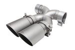 Soul 718 Boxster / Cayman bolt-on x-pipe with tips: X-pipe with satin tips, side view