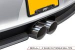 Soul 991 GT3 / GT3 RS modular competition exhaust package: installed slash-cut tips under the bumper