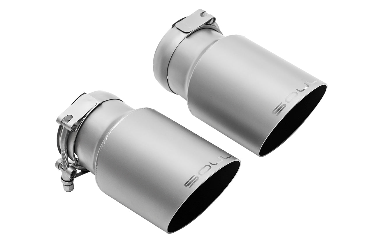 Soul 718 Boxster / Cayman competition package: pair of satin tips with clamps
