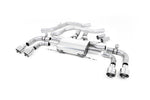 Milltek Sport exhaust system parts for 2017+ Alfa Romeo Giulia Quadrifoglio 2.9 V6 Bi-Turbo (part SSXAR001): pipework, silencers and polished silver tailpipe tips