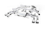 Milltek Sport exhaust system parts for 2017+ Alfa Romeo Giulia Quadrifoglio 2.9 V6 Bi-Turbo (part SSXAR006): pipework, silencers and polished silver tailpipe tips