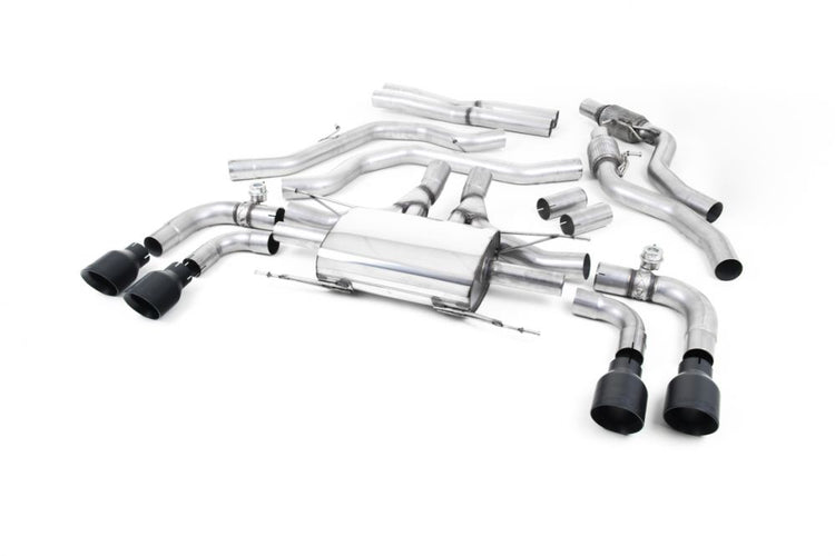 A front view of Milltek Cat-Back Exhaust System Alfa Romeo Giulia 2017+ with white background