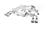Milltek Sport exhaust system parts for 2017+ Alfa Romeo Giulia Quadrifoglio 2.9 V6 Bi-Turbo (part SSXAR008): pipework, silencers and polished silver tailpipe tips