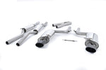A front view of Milltek Non-Valved & Resonated Cat-Back Exhaust System Satin Black Sheen Tips for Audi RS4 B7 2006-2008 with white background