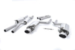 A front view of Milltek Valved & Resonated Cat-Back Exhaust System Polished Tips for Audi RS4 B7 2006-2008 with white background