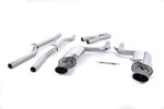 A front view of Milltek Non-Valved & Non-Resonated Cat-Back Exhaust System Satin Black Sheen Tips for Audi RS4 B7 2006-2008 with white background