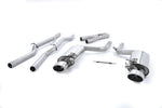 A front view of Milltek Valved & Non-Resonated Cat-Back Exhaust System Polished Tips for Audi RS4 B7 2006-2008 with white background