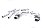 A front view of Milltek Non-Valved & Non-Resonated Cat-Back Exhaust System Polished Oval Tips for Audi RS4 B7 2006-2008 with white background