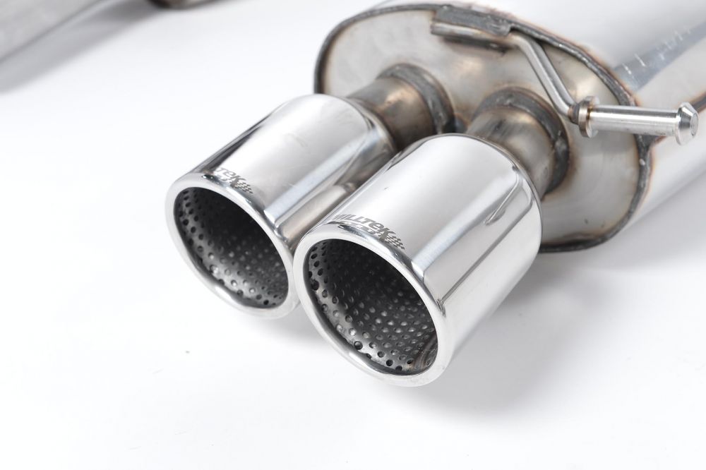 Close-up of polished silver Milltek Sport exhaust tips for the 2007-2011 Audi S5 4.2 V8 B8 Coupé (part SSXAU134)