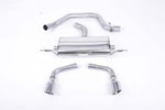 Milltek Sport exhaust system parts for 2006 Audi TT Mk2 2.0 TFSi 2WD (part SSXAU143): pipework, silencers and polished silver tailpipe tips