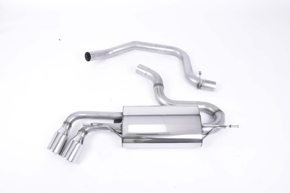 Milltek Sport exhaust system parts for 2006 Audi TT Mk2 2.0 TFSi 2WD (part SSXAU145): pipework, silencers and polished silver tailpipe tips